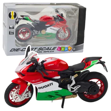 Lean Toys, motocykl, pojazd interaktywny, metalowy, czerwono-zielony, 1:12