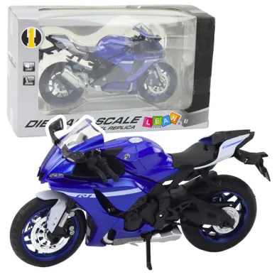 Lean Toys, motocykl, pojazd interaktywny, metalowy, granatowy, 1:12