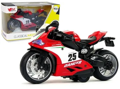 Lean Toys, motocykl sportowy z napędem, czerwony, 1:12