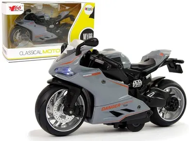 Lean Toys, motocykl sportowy z napędem, szary, 1:12