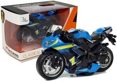 Lean Toys, motocykl z naciągiem, niebieski, 1:14