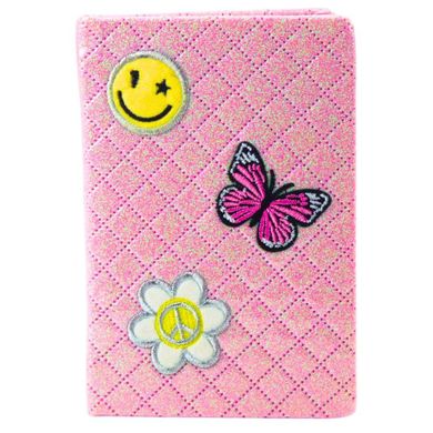 Lean Toys, notatnik B6, 80 kartek, linia, brokat i naszywki, różowy, 1 szt.