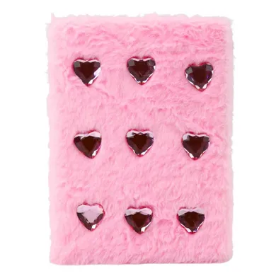 Lean Toys, notatnik pluszowy A5, 80 kartek, linia, Kryształowe Serca, 1 szt.