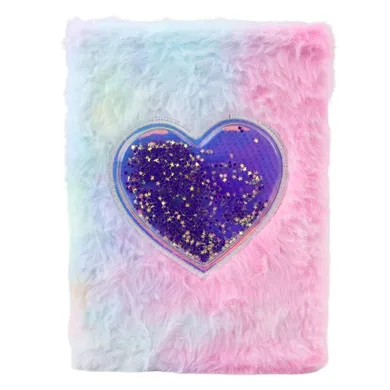 Lean Toys, notatnik pluszowy A5, 80 kartek, linia, Serce z konfetti, 1 szt.