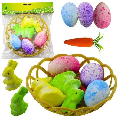 Lean Toys, ozdoby wielkanocne w koszyczku, 6 szt.