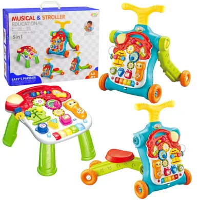 Lean Toys, pchacz, hulajnoga, stolik edukacyjny, interaktywny, 5w1