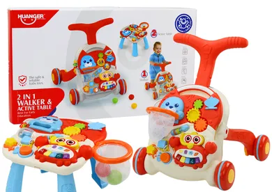 Lean Toys, pchacz stolik edukacyjny interaktywny, 2w1, czerwony