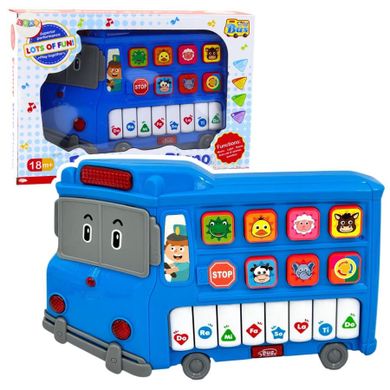 Lean Toys, pianinko edukacyjne, autobus, niebieski
