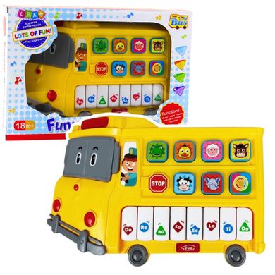 Lean Toys, pianinko edukacyjne, autobus, żółty
