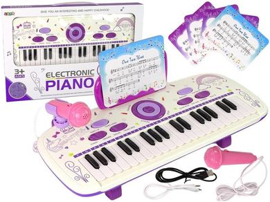Lean Toys, pianino elektryczne, USB, MP3, różowe