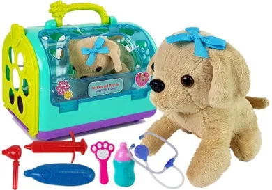 Lean Toys, piesek z transporterem i zestawem weterynarza