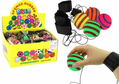 Lean Toys, piłka pu na gumce z bransoletką, 6 cm, 4 kolory jojo okręgi