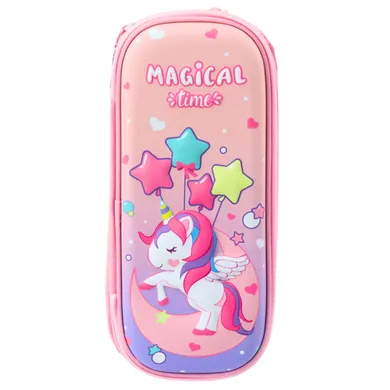 Lean Toys, piórnik owalny, różowy jednorożec