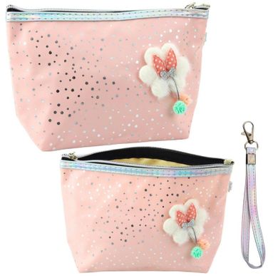 Lean Toys, piórnik saszetka, kokardka, pudrowy róż, 23-16 cm