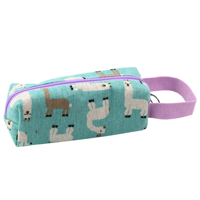 Lean Toys, piórnik saszetka, z rączką, turkusowy, Lamy