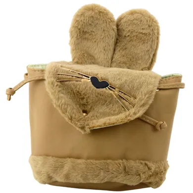 Lean Toys, plecak, pluszowy, uszy, beżowy, 22 cm