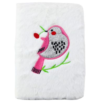 Lean Toys, pluszowy notatnik, linie, srebrny ptak, brokat, 1 szt.