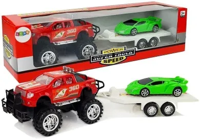 Lean Toys, pojazd terenowy z lawetą, czerwony