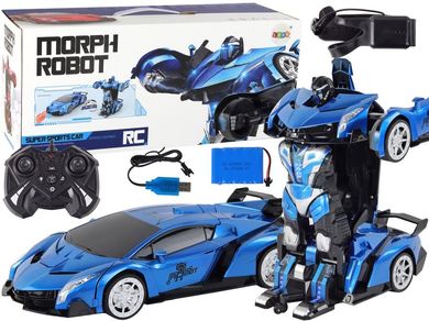 Lean Toys, samochód robot, transformer, sterowany gestami, niebieski, 1:10