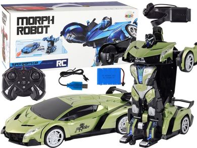 Lean Toys, samochód robot, transformer, sterowany gestami, zielony, 1:10