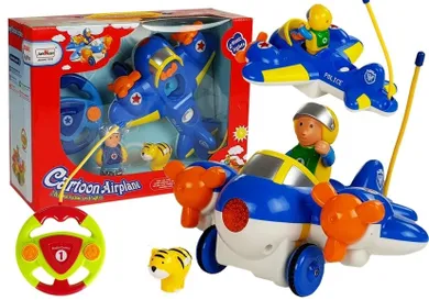 Lean Toys, samolot z pilotem, zdalnie sterowany kierownicą, niebieski