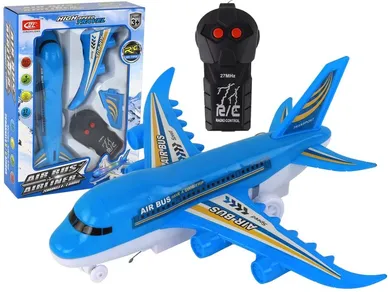 Lean Toys, samolot, zdalnie sterowany, niebieski, światło