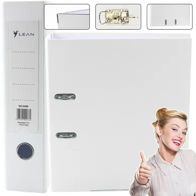 Lean Toys, segregator A4, 75 mm, biały