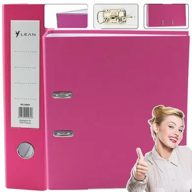 Lean Toys, segregator A4, 75 mm, różowy