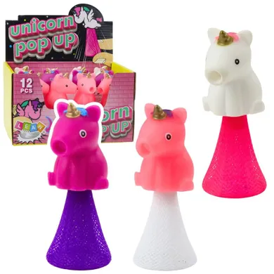 Lean Toys, skaczący jednorożec na sprężynie Pop Up, 10 cm, 1 szt.