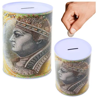 Lean Toys, skarbonka metalowa, puszka banknot, 200 złotych, 16-12 cm