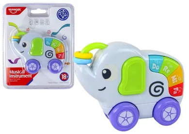 Lean Toys, słonik na kółkach, zabawka interaktywna