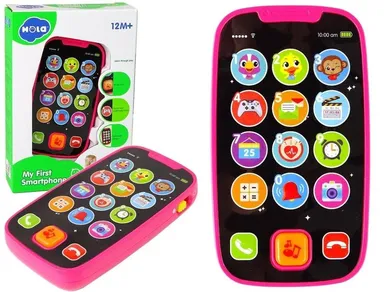 Lean Toys, smartfon dotykowy z dźwiękiem, różowy