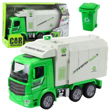 Lean Toys, śmieciarka miejska,  pojazd interaktywny, zielona