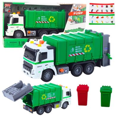 Lean Toys, śmieciarka z kontenerami na śmieci, pojazd interaktywny