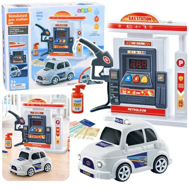 Lean Toys, stacja benzynowa z autkiem, zestaw interaktywny