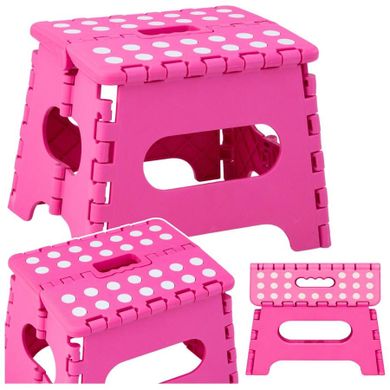 Lean Toys, stołek, składany podnóżek antypoślizgowy, różowy, 24-19 cm