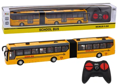 Lean Toys, szkolny bus przegubowy, zdalnie sterowany, żółty, 1:32