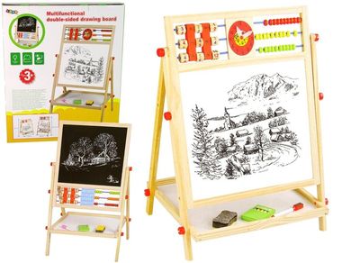 Lean Toys, tablica do rysowania edukacyjna, 2w1, drewniana