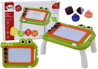 Lean Toys, tablica magnetyczna, stoliczek do rysowania, krokodyl, zielony