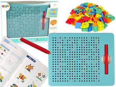 Lean Toys, tablica magnetyczna z kulkami i pinezkami, niebieska