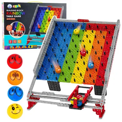 Lean Toys, tęczowy tor kulkowy do zbudowania z klocków, gra zręcznościowa, 477 elementów