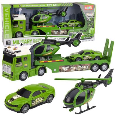 Lean Toys, tir laweta, zestaw pojazdów militarnych, zielone, 3 szt.