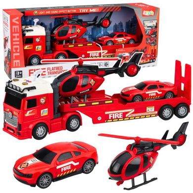 Lean Toys, tir laweta, zestaw pojazdów strażackich, 3 szt.