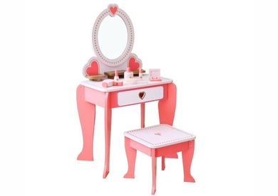 Lean Toys, toaletka drewniana, różowa