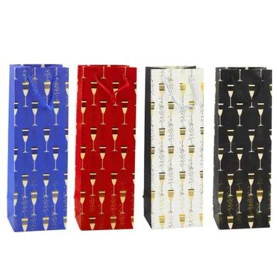Lean Toys, torba prezentowa na butelkę motyw kieliszków, 36-12-10 cm, 1 szt.
