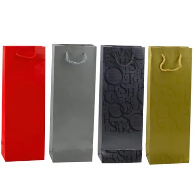 Lean Toys, torba prezentowa na butelkę wino wzór z napisami, 35-12-9 cm, 1 szt.