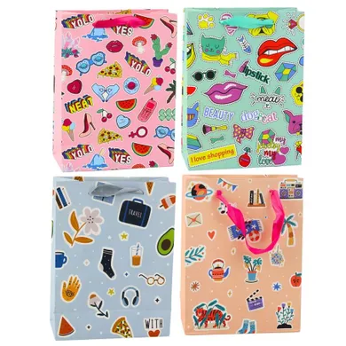 Lean Toys, torba prezentowa naklejki kolorowe znaczki, 23-18-10,5 cm, 1 szt.