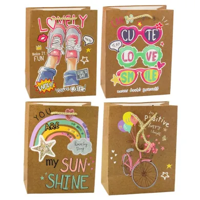 Lean Toys, torba prezentowa papierowa kolorowe motywy, 23-18-10,5 cm, 1 szt.