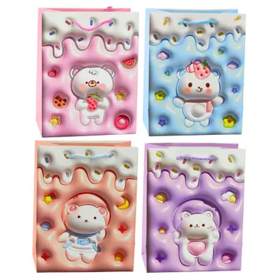 Lean Toys, torba prezentowa papierowa miś pastelowe kolory, 23-18-10,5 cm, 1 szt.
