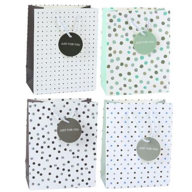 Lean Toys, torba prezentowa z kropkami napis just for you, 23-18-10,5 cm, 1 szt.